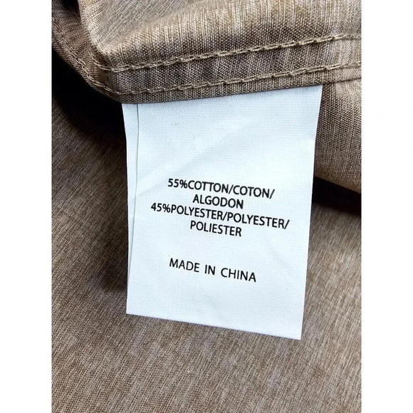 Molokai Size 2XL Men's Oatmeal Tan Short Sleeve Hem Logo Pocket Shirt NWT - Picture 8 of 11